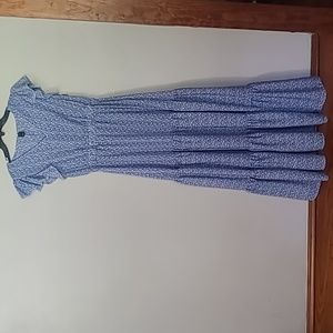 Shein Boho chic style long dress, Size Large, Color Blue and White